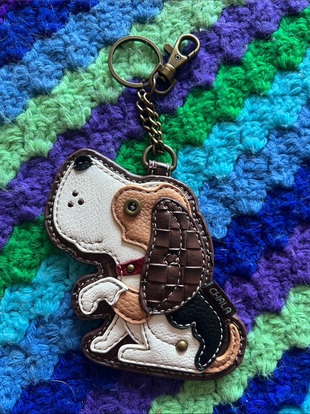 Chala Brown, White & Tan Beagle Puppy Bag Charm Keychain